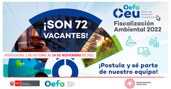 OEFA lanza Curso de Extensión Universitaria en Fiscalización Ambiental 2022 - 72 becas