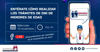 Reniec te invita a conocer como realizar los tramites de DNI de menores de edad