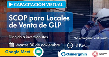(Capacitación Virtual Gratuita) OSINERGMIN: SCOP para locales de venta de GLP