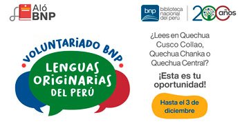 Convocatoria del Programa de Voluntariado de la Biblioteca Nacional: Lenguas Originarias del Perú