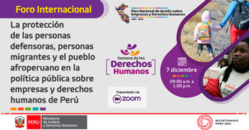 Foro internacional sobre los derechos humanos de las personas defensoras, personas migrantes y el pueblo afroperuano