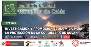 Webinar gratuito sobre investigación y promoción económica para la protección de la Cordillera Colán