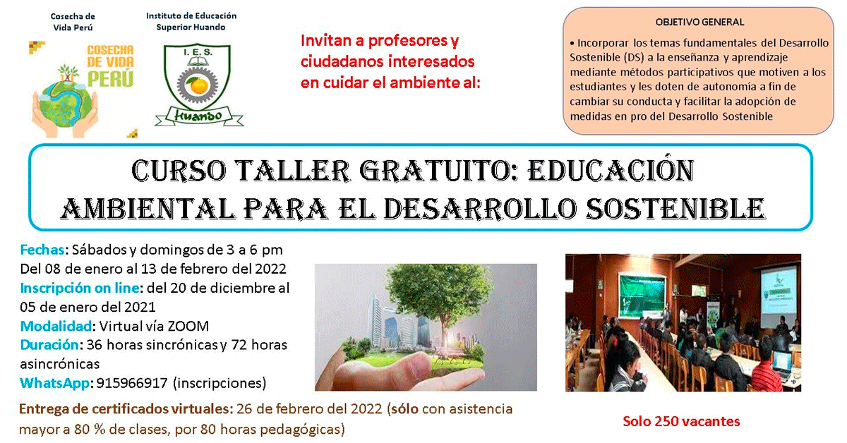 Curso Taller Virtual Gratuito: Educación Ambiental para el Desarrollo ...