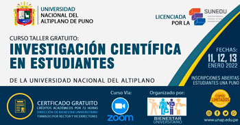 Curso Taller Virtual Gratuito: Investigación Científica en estudiantes de la Universidad Nacional del Altiplano
