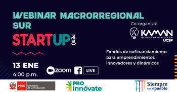 Webinar Macrorregional Sur del concurso StartUp Perú 8G+