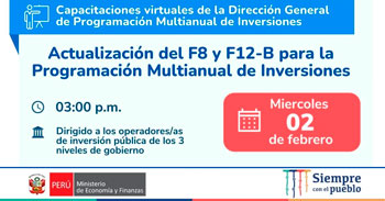 (Capacitación Virtual) MEF: Actualización del F8 y F12-B para la Programación Multianual de Inversiones