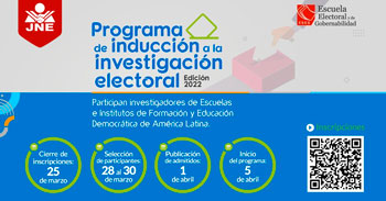 JNE Impulsa Programa de Inducción a la Investigación Electoral - Edición 2022 para estudiantes y egresados