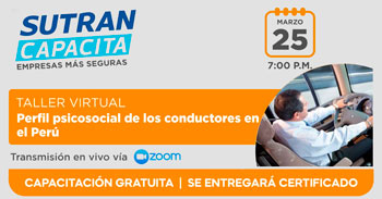 (Taller Virtual Gratuito) SUTRAN: Perfil psicosocial de los conductores en el Perú