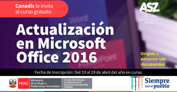 (Curso Virtual Gratuito) CONADIS: Actualización en Microsoft Office 2016