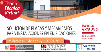 (Charla Virtual Gratuita) SENCICO: Solución de placas y mecanismos para instalaciones en edificaciones