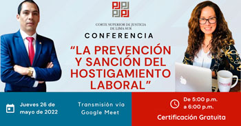 Conferencia virtual gratuita sobre la prevención y sanción del hostigamiento laboral
