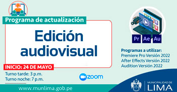 Lima Aprende Digital te invita a participar del taller gratuito de actualización en edición audiovisual