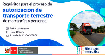 Capacitación virtual sobre requisitos para el proceso de autorización de transporte terrestre de mercancías y personas