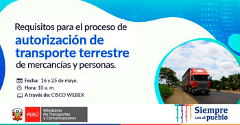 Capacitación virtual sobre requisitos para el proceso de autorización de transporte terrestre de mercancías y personas
