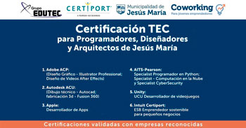Inscríbete al programa de Certificación TEC dirigido a programadores, diseñadores y arquitectos de Jesús María