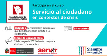 (Curso Virtual Gratuito) SERVIR: Servicio al ciudadano en contexto de crisis