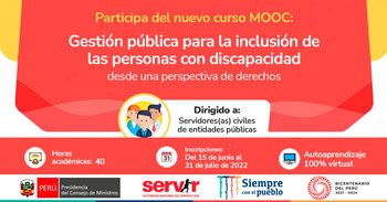 (Curso Gratuito) SERVIR: Gestión pública para la inclusión de personas con discapacidad desde la perspectiva de derechos