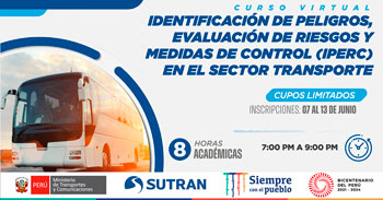 (Curso Virtual) SUTRAN: Identificación de peligros, evaluación de riesgos y control IPERC en el sector transporte