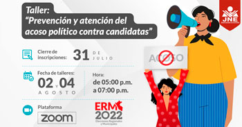 JNE te invita a participar de taller virtual gratuito sobre prevención y atención del acoso político contra candidatas