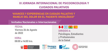(Evento Virtual) INEN: Avances y experiencias en cuidado paliativo y manejo del dolor en el paciente oncológico