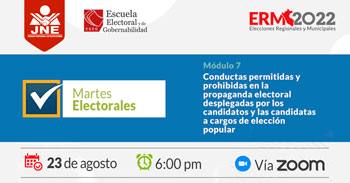 (Conferencia Gratuita) JNE: Conductas permitidas y prohibidas en la propaganda electoral desplegadas por los candidatos