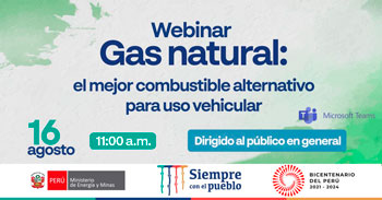(Webinar Gratuito) MINEM: Gas natural, el mejor combustible alternativo para uso vehicular