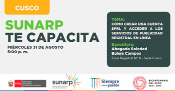 (Charla Virtual Gratuita) SUNARP: Cómo crear una cuenta SPRL y acceder los servicios de publicidad en línea