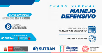 Sutran te invita a participar del curso virtual gratuito de Manejo Defensivo