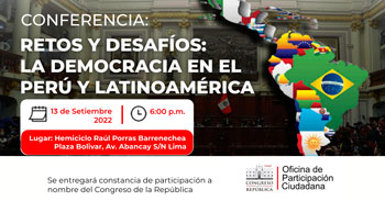 Conferencia gratuita sobre los retos y desafíos de la democracia en el Perú y Latinoamerica