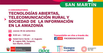 Conversatorio gratuito: Tecnologías abiertas, telecomunicación rural y sociedad de la información en la Amazonía