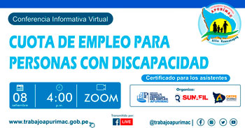 DRTPE Apurímac ofrece conferencia gratuito respecto a la cuota de empleo para personas con discapacidad