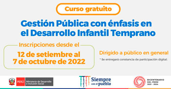 (Curso Virtual Gratuito) MIDIS: Gestión pública con énfasis en el desarrollo infantil temprano