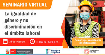 Seminario virtual gratuito respecto a la igualdad de género y no discriminación en el ámbito laboral