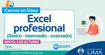La Municipalidad de Lima te invita a participar del curso virtual gratuito de Excel Profesional