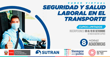 SUTRAN te invita a participar del curso virtual gratuito de seguridad y salud laboral en el transporte