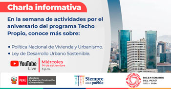 Charla virtual gratuita por el aniversario del programa Techo Propio