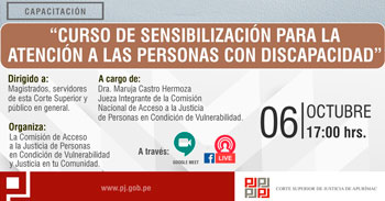 Capacitación virtual gratuita sobre sensibilización para la atención de personas con discapacidad