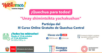 Curso virtual gratuito de Quechua Central - Ministerio de Cultura