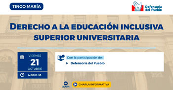 (Charla Virtual Gratuita) DEFENSORIA: Derecho a la educación inclusiva superior universitaria