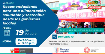 (Webinar Gratuito) MINSA: Recomendaciones para una alimentación saludable y sostenible desde los gobiernos locales