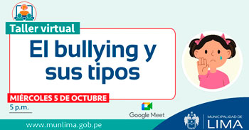 Taller virtual gratuito acerca del bullying y sus tipos
