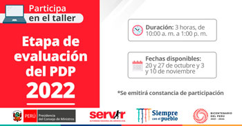 (Taller Virtual Gratuito) SERVIR: Etapa de evaluación del PDP 2022
