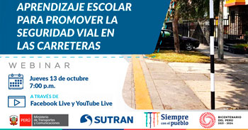 (Webinar Gratuito) SUTRAN: Aprendizaje escolar para promover la seguridad vial en las carreteras