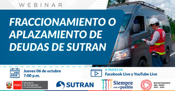 (Webinar Gratuito) SUTRAN: Fraccionamiento o aplazamiento de deudas