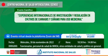 Evento virtual sobre experiencias internacionales de investigación en cultivos de Cannabis y Cáñamo para uso medicinal