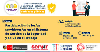 (Conferencia Gratis) SERVIR: Participación de servidores en el sistema de gestión de la seguridad y salud en el trabajo