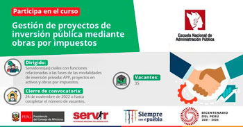 (Curso Virtual Gratuito) SERVIR: Gestión de proyectos de inversión pública mediante obras por impuestos
