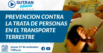 (Webinar Gratuito) SUTRAN: Prevención contra la trata de personas en el transporte terrestre