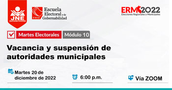 Evento virtual respecto a la vacancia y suspensión de autoridades municipales