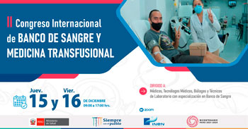 INEN te invita al II Congreso internacional de Banco de Sangre y medicina transfusional